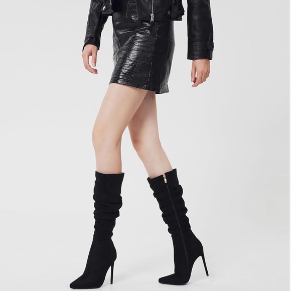 Elisabet Tang Shoes - Chic Black Women's Faux Suede Heeled Boots